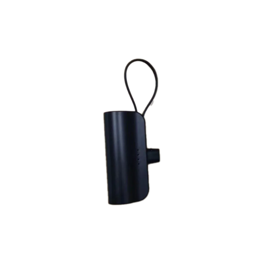 Mini Capsule Power Bank 5000mAh with Holder - Cute & Portable - Black