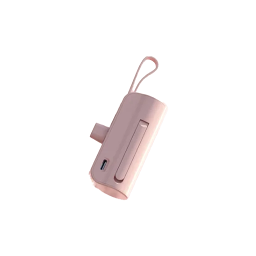 Mini Cute Capsule Power Bank 5000mAh with Holder - Pale Rose